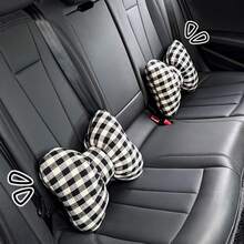 1PC Car Headrest And Lumbar Support, Plaid Bow Ribbon Seat Pillow, All-Season Goddess Lumbar Support Cushion - Multicolor - View 6