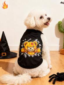 LUCKIE PAW قطعة واحدة سترة حيوان أليف بنمط الدب الغاضب، وقاية فيزيائية من البراغيث، تقليل تساقط الشعر، معزولة وقابلة للتنفس، مناسبة للكلاب والقطط الصغيرة والكبيرة، للاستخدام الداخلي والخارجي - الأسود - مشاهدة 2