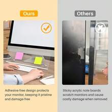 1pc Monitor Memo Board Holder, No-Adhesive Computer Monitor Message Board, Space-Saving Under-Monitor Installation, Movable And Reusable, Durable Acrylic Material, Office And Home Desktop Storage, Back To School, College Dorm Essentials, Office Supplies - Multicolor - View 5