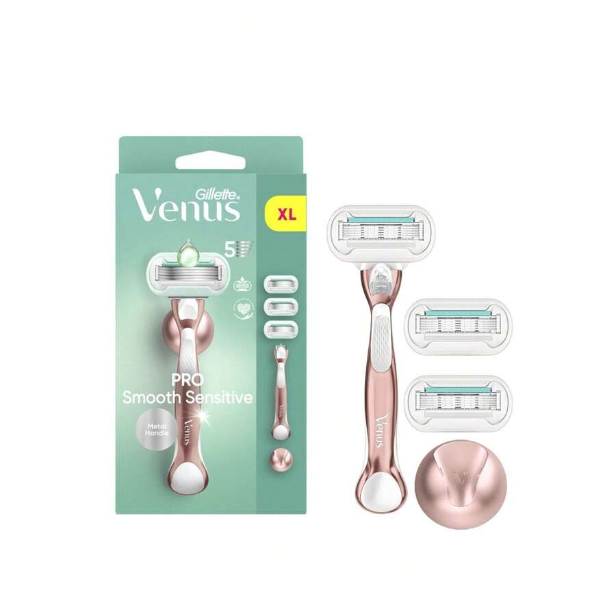 Gillette Venus Pro Smooth Sensitive Rakhyvel + 3 Utbytesblad - Hårborttagning, Känslig hud - Rött och Vitt - Visa 1