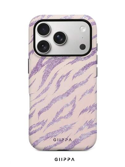 GIIPPA 1件淡紫色斑馬條紋圖案設計手機殼，適用於Phone 17 Pro Max，相容Phone 16 Pro Max、15 Pro Max、14 Pro Max，韓系高端時尚趣味手機殼，相容11/12/13/14/15/16 Pro Max Plus，優雅設計男女皆宜，聖誕節、情人節、復活節、婚禮季與生日送女友的完美禮物！