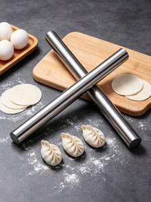 1pc Stainless Steel Rolling Pin, Reusable Stainless Steel Rolling Pin, Durable Kitchen Tool For Baking, Pizza, Pie, Pastry, Noodles, Dumplings, Dough, Cookies, Candy Making, Non-Stick, Suitable For Home, Kitchen, Birthday Party, Holiday Use. - View 10