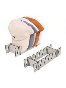 1pc Wooden Splicing Hat Organizer, Baseball Cap Storage Box, Multi-Compartment Large-Capacity Hat Storage Rack, For Desktop Hat Storage And Display, For Accessory Stores, Bedrooms, Wardrobes, Dressing Tables, And Offices - Wood Color - View 1