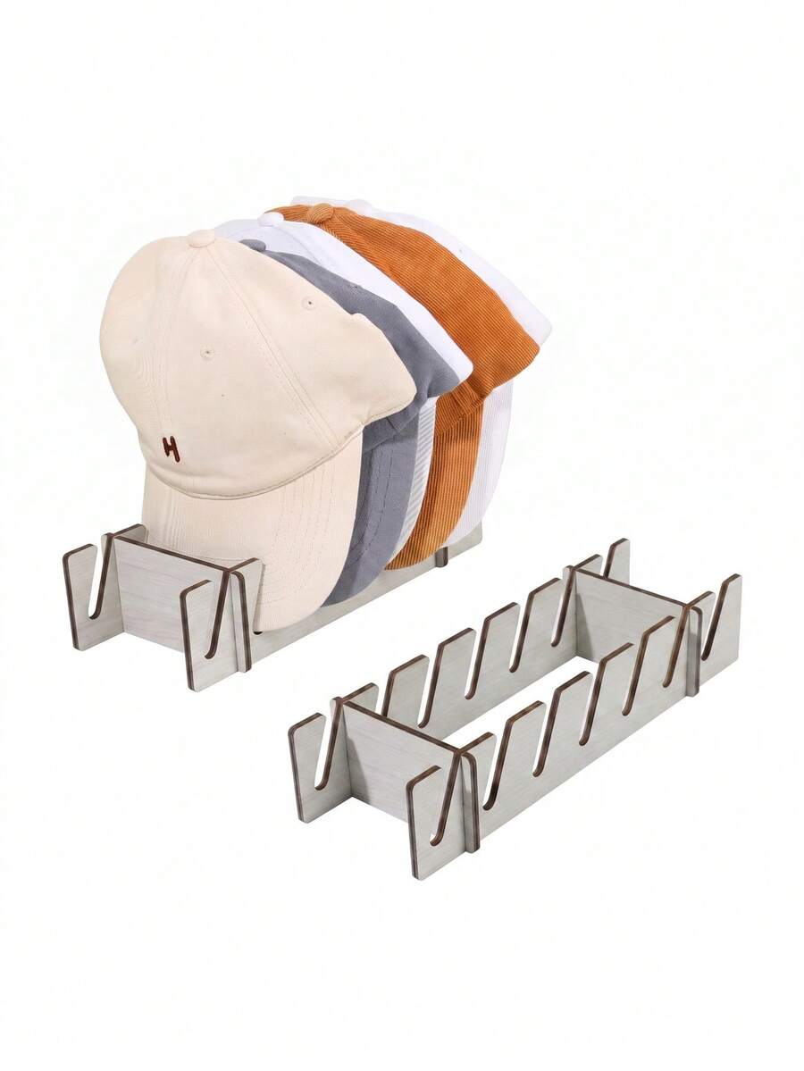 1pc Wooden Splicing Hat Organizer, Baseball Cap Storage Box, Multi-Compartment Large-Capacity Hat Storage Rack, For Desktop Hat Storage And Display, For Accessory Stores, Bedrooms, Wardrobes, Dressing Tables, And Offices - Wood Color - View 1