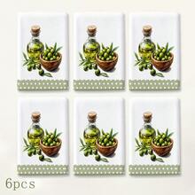 2pcs Green Olive Pattern Kitchen Towels, 6/8pcs Plant Print Dish Cloths, Super Absorbent Microfiber, Machine Washable, Holiday Gift And Cleaning Supplies Decor, Suitable For Holiday Decoration, Cooking, Baking, Housewarming Gift And Cleaning Supplies, Suitable For Kitchen, Bathroom, Toilet - Multicolor - View 18