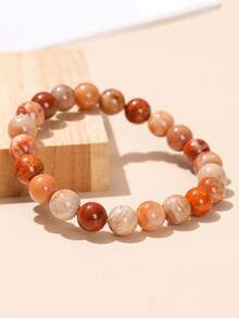 Natural Colorful Coral Jade Bracelet, Unique Pattern, Attracts Good Things And Wealth, Brings Joy, Unisex, Holiday Gift - Multicolor - View 5