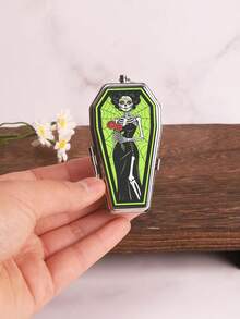 Cabin puff 1pc Coffin-Shaped Mini Ashtray With Flip Lid, Gothic Style, Portable For Outdoor, Car And Other Scenes. A Portable Gift. - One Size Fits All - View 3