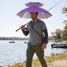 77cm Double-Layer Head-Mounted Umbrella Hat, Hands-Free, Windproof, Sun-Proof, Rain-Proof, Wearable Sunshade Hat, Suitable For Fishing, Gardening, Farming, Beach, Outdoor Work, Camping, And Hiking - Umbrella Hat - View 9