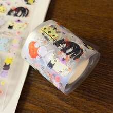 35cm/Loop Kawaii Cat Kingdom Fantasy Fairy Tale Watercolor Die-Cut Sticker For DIY Journal Scrapbooking Planners Gift Photo Card Supply - Black - View 6