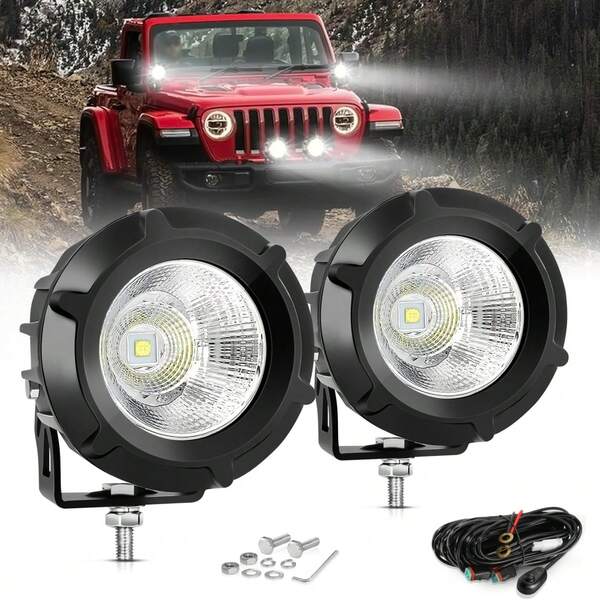1 Paquete Luz LED Pod, Luces Redondas de 3.5 Pulgadas para Todoterreno con Haz de Luz Focalizada, Luces de Conducción Blancas para Todoterreno con Arnés de Cableado para Camión, Pick-up, SUV, ATV, UTV