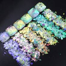 6 Toples Serpihan Selofan Aurora Berkilau, Fragmen Kertas Permen Holografik untuk Kerajinan Kuku Resin DIY - Putih - View 9