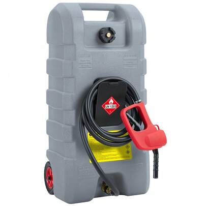 15 Gallon Portable Heavy-Duty Fuel Caddy With Wheels, Manual Siphon Pump And 10ft Hose.  Gasoline Storage Tank For Cars, Boats & Lawn Mowers, Multiple Colors Available.