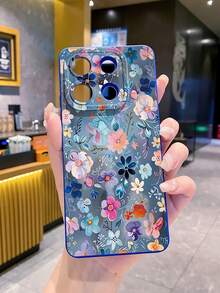 1pc Blue Printed Camera Anti-Drop Phone Case UV Printed Compatible With Samsung/Galaxy/ Android Models - Blue - View 5