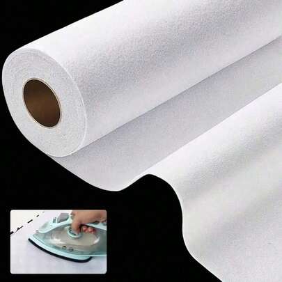1 Gulungan, Kain Pelapis Tempel Setrika, Untuk Menjahit, Kerajinan Tangan, Quilting - 12 Inci * 5 Yard - Kain Fleece Non-Anyaman Tempel Setrika, Penstabil Busa Perekat Satu Sisi, Putih, Untuk Tas Tangan DIY, Dekorasi Rumah