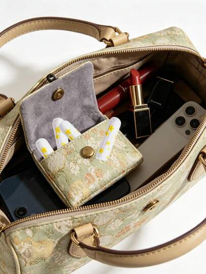 Vintage Jewelry Storage Bag, Embroidered Jewelry Storage Bag, Portable Sanitary Pad Storage Bag, Multi-Functional Makeup Bag, Compact And Portable, Lightweight And Easy To Carry, Suitable For Storing Lipstick, First Aid Kit, Band-Aids, Lip Balm, Cosmetics, Mini Mirror, Jewelry, Keys, Cash, Credit Cards, Etc., Suitable For Office, Outdoor, Travel, Back To School, Etc., Perfect Gift For Teachers, Daughters, Sisters, Granddaughters, Friends, Family, Lovers, Colleagues And Young Girls