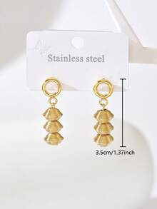 1 Pair Minimalist Fashion Stainless Steel 3-Layer Lantern Shape Pendant Earrings For Women, Suitable For Daily Wear - Multicolor - View 4