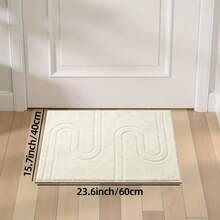 Cream-Style Embossed Line Bathroom Mat, Soft High-Density Plush Surface With Soft Skin-Friendly Touch, Minimalist Double-U Pressed Pattern Design Versatile And Stylish, Suitable For Ins Cute Home Decor. Can Be Placed In Entryway, Bedroom Entrance, Beside Washbasin. Gentle Beige Solid Color Soft Easily Matches Various Soft Furnishing Styles, Simple And Convenient Daily Care, Machine Washable, Can Be Placed At Home Entrance, Balancing High Aesthetics And Daily Practicality. - White - View 8