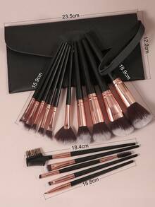 ronshadow 15pcs Makeup Brush Set With Storage Bag, Dual-Ended Multi-Function Brush + Powder Brush + Blush Brush + Eyeshadow Blending Brush + Detail Liner Brush, Full Face Makeup Tools - Multicolor - View 6