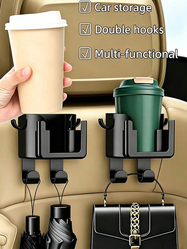 Multifunctional Car Cup Holder With 2-In-1 Hanger For Purses Car Seat Storage Hook For Road Trippers Water Cup Holder Hook Perfect For Keeping Beverages Secure On Car Accessories Camping Travel Essentials Car Accessories Interior