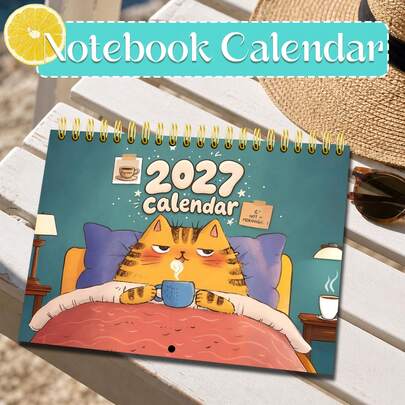 2027 Happy New Year, Latest Calendar, Cute & Playful Style, Kitten Calendar, A4, Spiral Bound, Record Important Events, Birthdays, Anniversaries, Back To School, Holiday Gifts, Stationery.