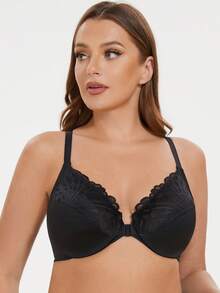 MELENECA Women's Racerback Front Closure Full Coverage Unlined Plus Size Underwire Bra - Black - View 5