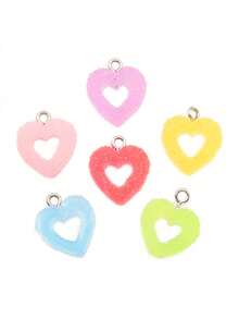 20/50pcs Colorful Soft Candy Heart Shaped Pendant Charms, Cute Kawaii Resin Pendants For Earrings, Bracelets, Jewelry Making, Bulk - Multicolor - View 5