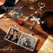 Llavero con dije de mini CD personalizado con NFC/Regalo de música personalizada - Estilo vintage / Llavero de mini CD de Spotify / Regalo personalizado / Accesorio para bolso - Rojo - Ver 3