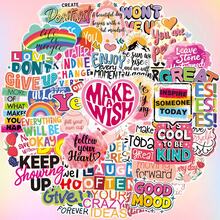 50pcs Children Inspirational Stickers, Positive Words Stickers, Suitable For Students, Scrapbooks, Vision Boards, Water Bottles And Laptops - Multicolor - View 1