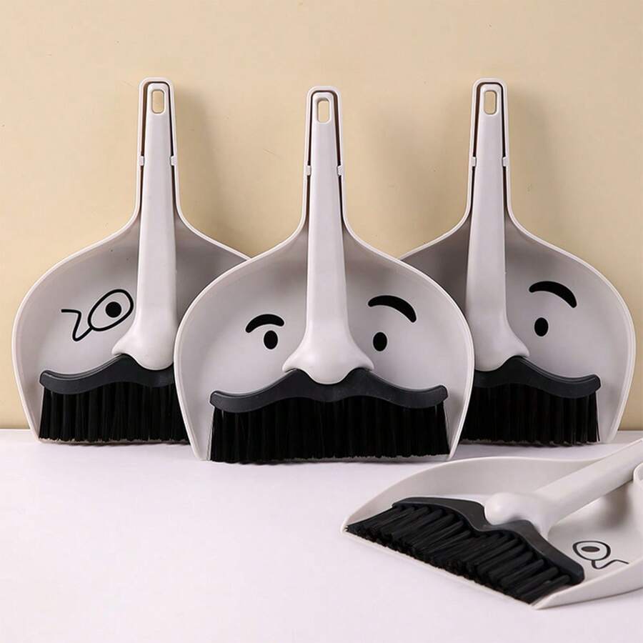 1pc Desktop Mini Broom And Dustpan Set, Mr. Beard Cleaning Broom, Student Desk Combination Cleaning Broom And Dustpan - Cleaning Brush - View 1