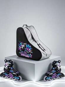 Fashion Graffiti Print Roller Skate Bag - Large Capacity Breathable Inline Skate Storage Bag With Adjustable Shoulder Strap And Waterproof Design, Portable Zippered Skating Equipment Handbag, Breathable Lightweight Skating Equipment Bag Suitable For Outdoor Street Skating, Park Training, Travel Fitness And Sports Roller Skating Rink Training, Roller Disco Skating Party And All Types Of Skating Enthusiasts (Teenagers, Men And Women) - Multicolor - View 5