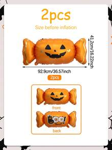 2/3pcs Halloween Candy Shaped Aluminum Foil Balloons, Black Purple Orange Candy Balloons, Suitable For Halloween Theme Party, Birthday Party Decoration, Trick Or Treat, Halloween Home Decor Supplies - Multicolor - View 8