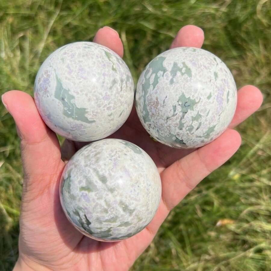1pc Random Auspicious Jade Ball-Polished Stone Sphere,Crystal Gift, Holiday Gift,Room Decoration - Multicolor - View 1
