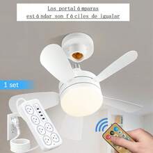 LÈRFM [MXBTG]Ventilador de techo con luz y control remoto, 3 temperaturas de color, ajuste de 3 velocidades de viento, ventilador de techo con bombilla reemplazable, adecuado para dormitorio, cocina y sala de estar. - Blanco - Ver 1