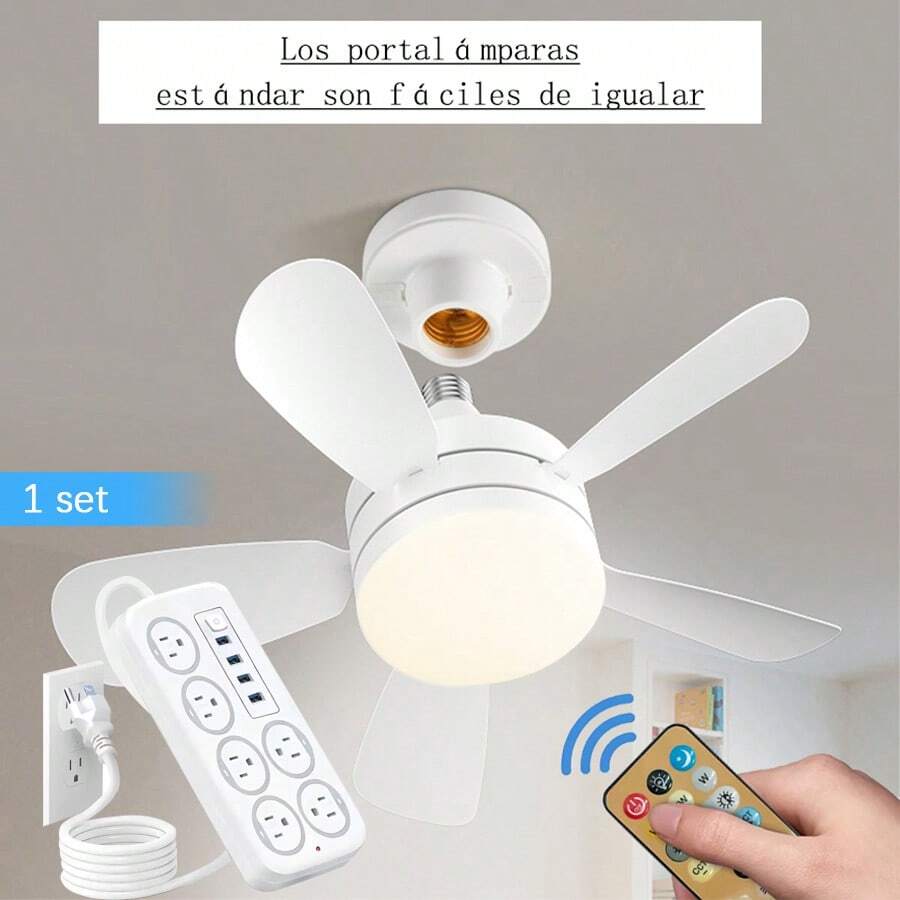 LÈRFM [MXBTG]Ventilador de techo con luz y control remoto, 3 temperaturas de color, ajuste de 3 velocidades de viento, ventilador de techo con bombilla reemplazable, adecuado para dormitorio, cocina y sala de estar. - Blanco - Ver 1