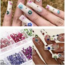 12 piezas de decoraciones para uñas de imitación de cristal Decoración de uñas con imitación de diamante de base plana Accesorios para el arte de uñas Piedras decorativas para uñas Herramientas para el arte de uñas Kit de arte de uñas Piedras decorativas para uñas Piedras decorativas para uñas Accesorios para uñas - Albaricoque - Ver 5