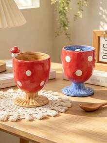 Retro Ceramic Mug Set, Cute Colorful Coffee Cups With Vintage Design, Aesthetic Tea Drinkware For Home Kitchen Breakfast Office, Stylish Beverage Cups Gift For Coffee Lovers - Multicolor - View 9