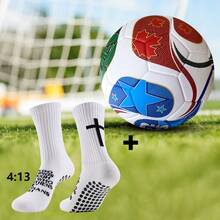 1 Set Football Sports Equipment, Standard Size 5 2026 Football, Laminated Training Ball And Grip Socks, Fashionable Matching, Professional Sports Gear - Multicolor - View 10