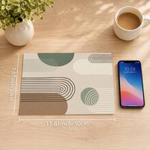 1pc Modern Minimalist Geometric Pattern Diatomaceous Earth Kitchen Drain Mat, Quick-Drying Absorbent Non-Slip Coffee Machine Mat & Dish Drying Mat, Suitable For Kitchen Countertop And Home Decor - Multicolor - View 10