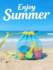 1pc Mesh Beach Bag, Shell Series With Zipper And Adjustable Shoulder Strap, Cute Beach Tote Bag, Suitable For Collecting Shells, Beach Toys And Swimming Gear, Toy Storage Organizer Bag, Cruise Travel Essential, Camping Beach Necessity - A - View 7