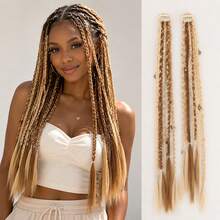 Bohemian Style Braided Hair Extensions For Women, 20 Inch Clip-In Braids, Ombre Blonde To Grey Synthetic Hair, Bohemian Style Hair Extensions - Multicolor - View 7