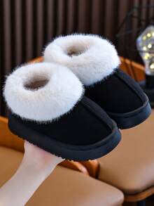 Children's Snow Boots Autumn/Winter New Style Indoor/Outdoor Wearable Fuzzy Shoes Soft Sole Fashion Minimalist - Black - View 7