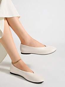 2026 Spring/Summer New Women's Bow Decor Ballet Flats - Beige - View 9