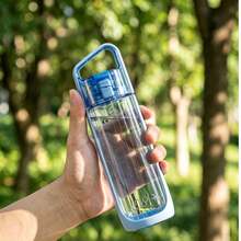 Kor Dual Use Water Bottle With Straw Portable Square Clear Water Cup Dual Drinking Modes Leakproof Travel Sports Drinking Bottle For Girls - 淺藍色 - 查看 11