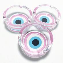 Creative Pink Pattern Glass Ashtray, 3.34 Inch Round Ashtray, Mini Decorative Home Ornament Ashtray. Gift For Friends - Colorful - View 6