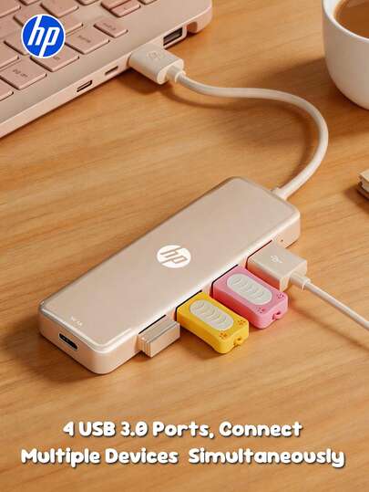 محور USB-C من HP مع محول شحن من النوع C ، مقسم 2.0 ، متوافق مع أجهزة الكمبيوتر المحمولة من Apple ، يدعم العرض بدقة 4K ، شحن PD ، محور توسيع 4 في 1 (متوفر باللون الأسود والأبيض الحليبي) ، منتج تخزين
