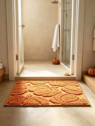 Exquisite Pumpkin Embossed Design Floor Mat, Warm Orange Velvet Texture Soft And Fluffy, 3D Pattern Delicate And Elegant, Suitable For Ins Style, Cream Style, Autumn Halloween And Other Home Decor Styles. Can Be Placed In Entryway, Bedroom Door, Bathroom Exterior And Other Areas. Rich Autumn Atmosphere Can Easily Decorate The Space, Whether For Personal Home Decor Or As A Small Autumn Gift For Friends And Family, It Easily Enhances The Home Style.