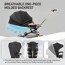 Lightweight 2-In-1 Travel Stroller, 360° Reversible Seat, Portable Folding Stroller With Breathable Backrest And Shock Absorption - Black - View 5