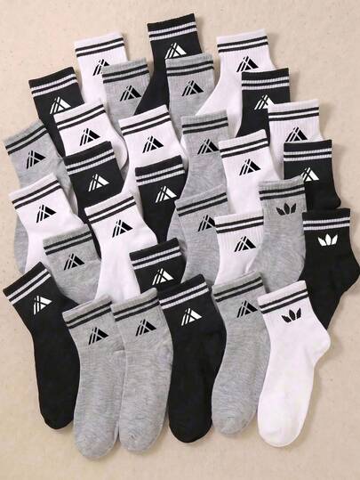 5/10/20 Pairs Random Style Kids Socks, Suitable For Girls, Boys, Infants, Toddlers, Back To School Mid-Calf Socks, Soft Breathable Short Socks, 1-16 Years Old Teen Student Socks