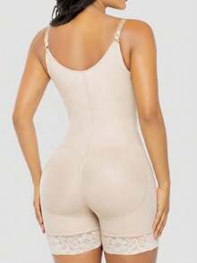 1pc Women's High Compression Shapewear, Butt Lift, Tummy Control, Thigh Slimming Bodysuit, Daily Wear - Apricot - View 3