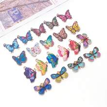 20pcs Alloy Enamel Colored Insect Butterfly Pendant Jewelry Making DIY Earring Pendant Various Design Charms For Jewelry Making Bracelets Necklace - Multicolor - View 7